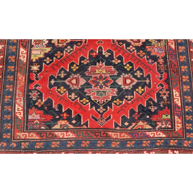 Late 19th Century Antique Caucasian Kazak Rug With Sub-Geometric Medallions Design in Red and Blue For Sale In Atlanta - Image 6 of 12
