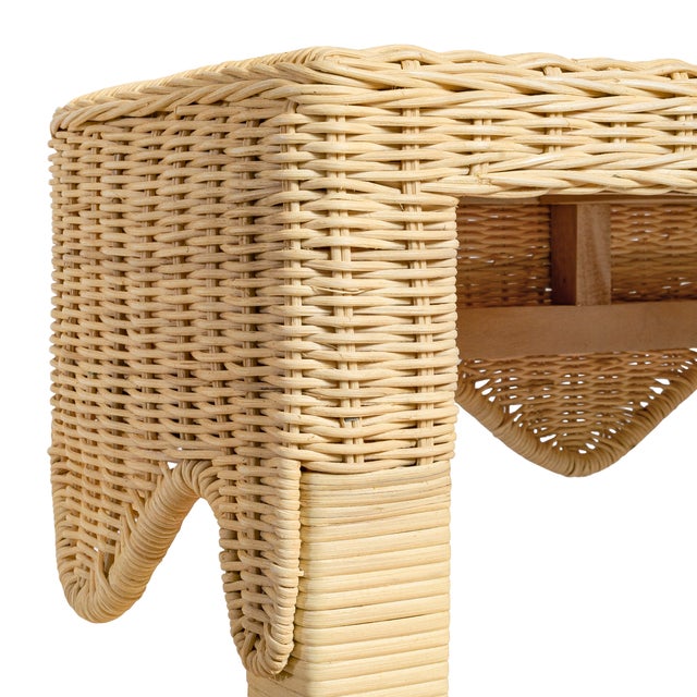 Tan Sally Natural Scalloped Rattan Console For Sale - Image 8 of 9