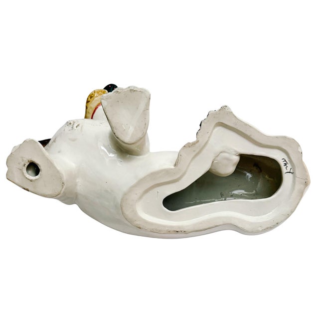 Mid-Century Italian Hand-Glazed Majolica Reclining Basset Hound Statue For Sale - Image 11 of 12