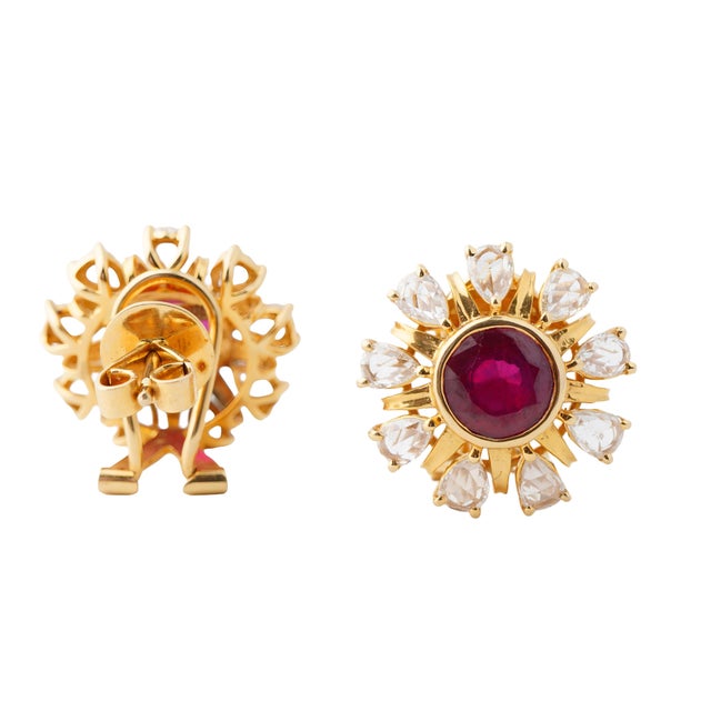 Ruby Red Natural ruby 4.80cts & diamond 1.75cts earring in 18k gold For Sale - Image 8 of 18