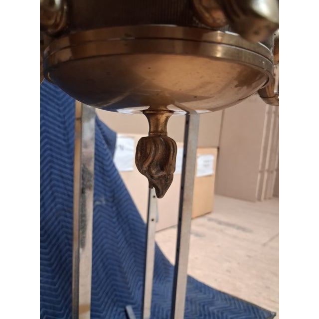 Vintage French Louis XV Style Six-Light Gilt Bronze Chandelier With Rococo Scroll Arms For Sale - Image 4 of 4