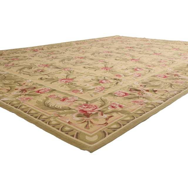 74981 Vintage Chinese Aubusson Rug, 08'10 x 12'03. The Gilded Garden: A Vintage Chinese Aubusson Masterpiece of Parisian...