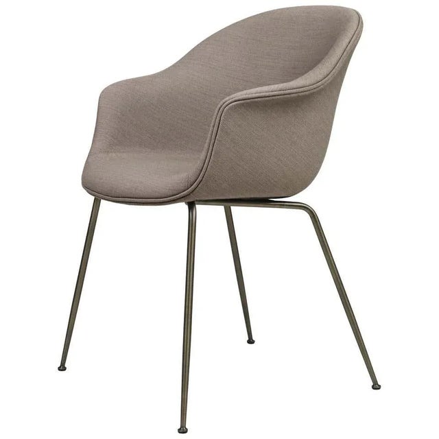 Mid-Century Modern GamFratesi Bat Dining Chair in Brown With Antique Brass Conic Base For Sale - Image 3 of 3