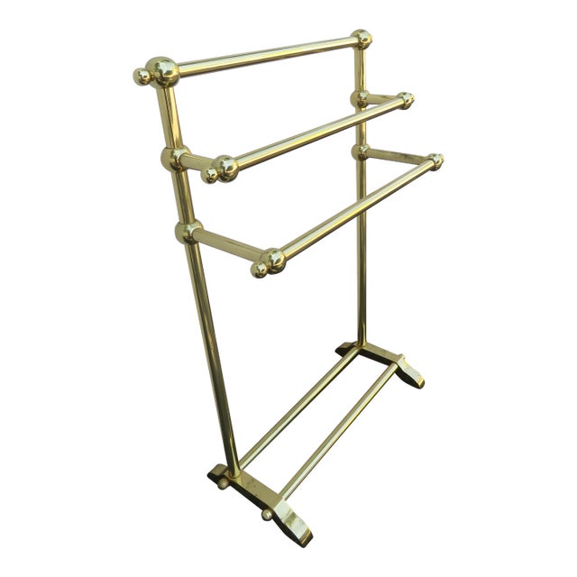 Modern Brass 3 Tier Quilt Towel Hanger Bar Rack 5906 For Sale