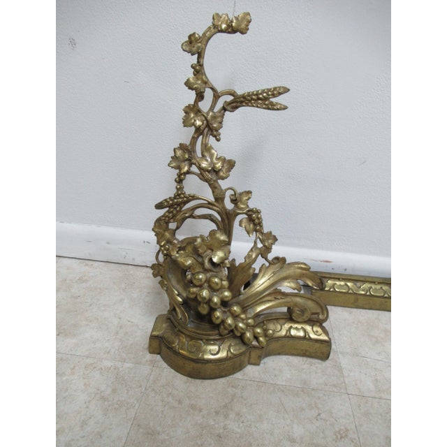 Gold Vintage 3 Piece Gold Gilt French Regency Fireplace Sender Set For Sale - Image 8 of 11