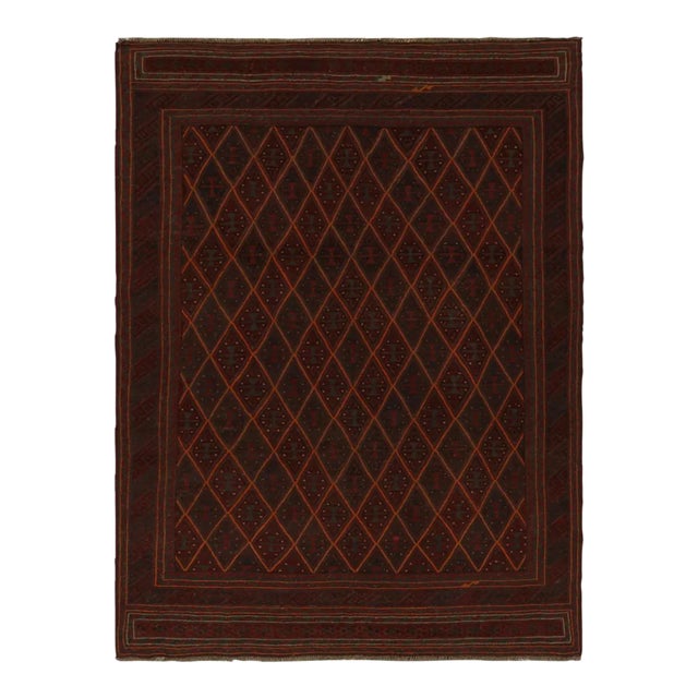 Rug & Kilim’s Mashwani Afghan Baluch Rug in Red With Geometric Patterns For Sale