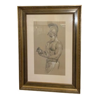 Original Pencil Drawing Portrait of a Gladiator For Sale