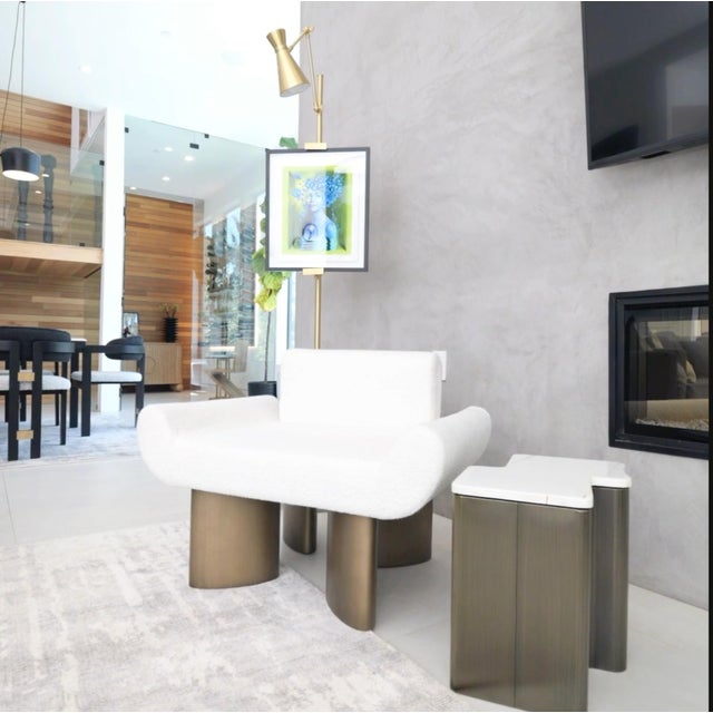 Ludie Irregular Shape Side Table with Marble Top For Sale - Image 4 of 6