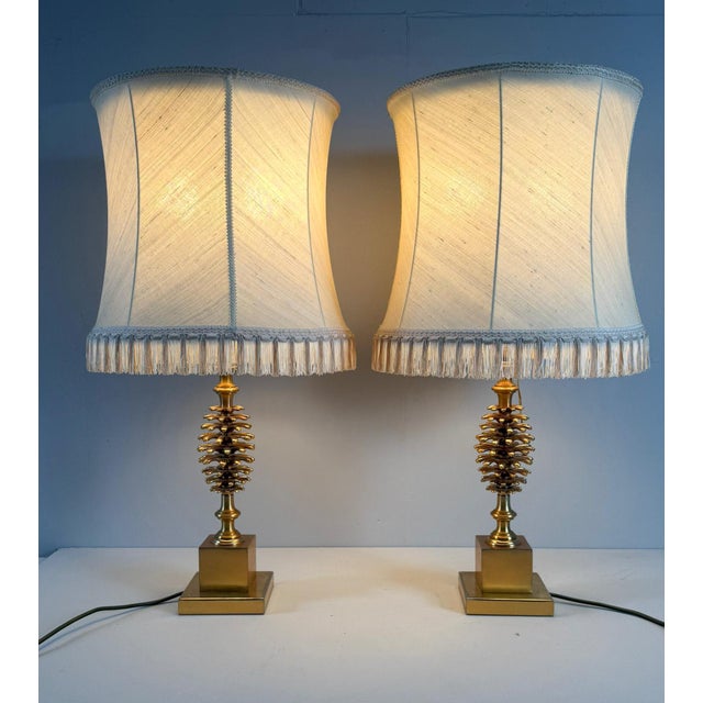 1970s Hollywood Regency Pine Cone Table Lamps from Maison Charles, France, 1970s, Set of 2 For Sale - Image 5 of 18