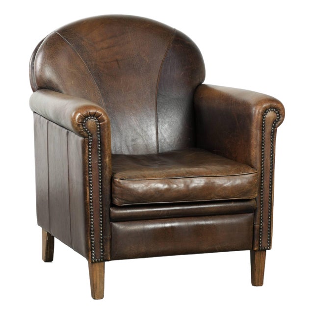 Sheepskin Armchair with Patina For Sale