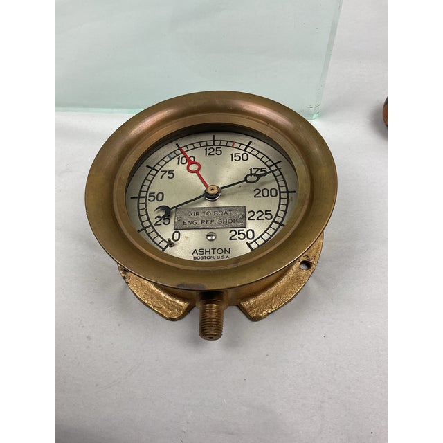 Vintage Ashton Brass Pressure Gauge With Double Needle Mechanism For Sale In Raleigh - Image 6 of 7