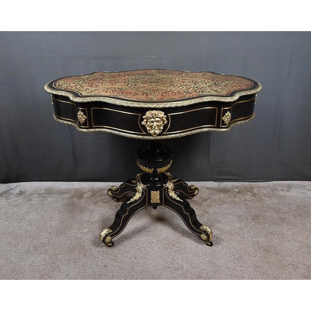 Wood Mid-19th Century Napoleon III Violin-Shaped Marquetry Table For Sale - Image 7 of 18