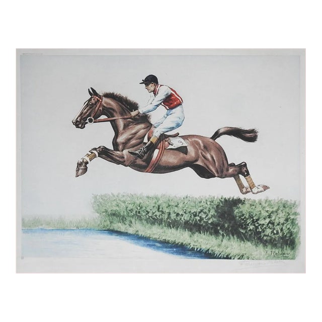 Early 20th Century Francisque Rebour Horse Race Steeplechasing Etching For Sale