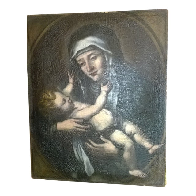 Saint with Child, Late 17th-Early 18th Century, Oil on Canvas For Sale