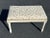 Upholstered bench with animal print upholstery. Nice cream painted stool base with brass beaded nails. Cream and tan...