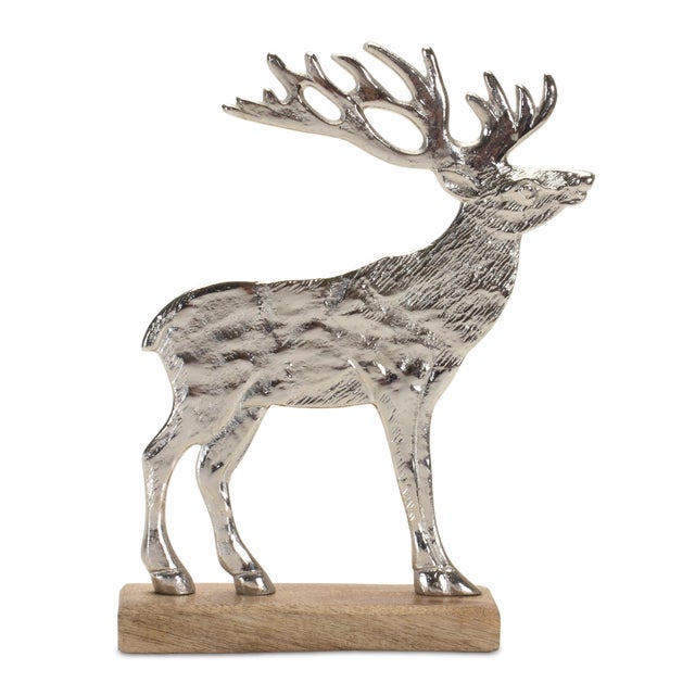 Elevate your holiday decor with this charming Set of Metal Deer Silhouettes on natural mango wood bases. Designed to...