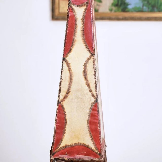 Vintage Leather and Iron Lamp For Sale - Image 6 of 8