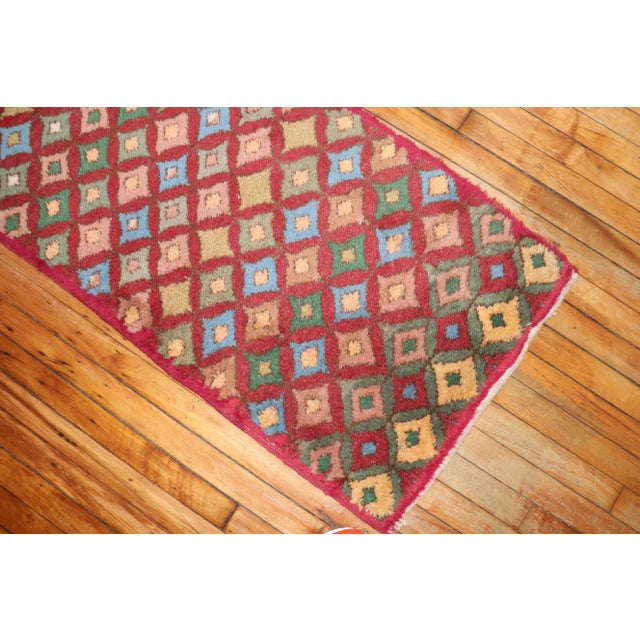 Mid-Century Modern Turkish Deco Scatter Rug - 0'4" x 2'1" For Sale - Image 3 of 8