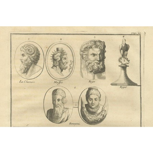 Black After Bernard de Montfaucon, Roman Sculptures & Portrait Heads, Composite Antiquities Plate, 1721, Engraving For Sale - Image 8 of 18