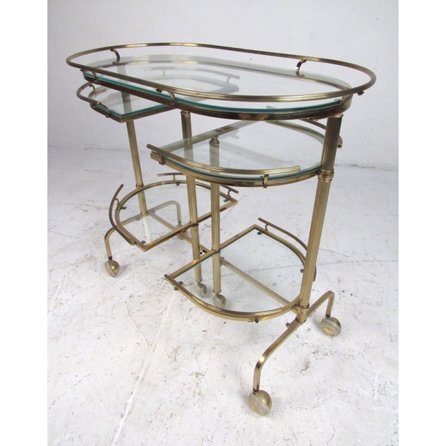 Mid-Century Modern 1960s Vintage Three-Tier Brass Service/Bar Cart For Sale - Image 3 of 8