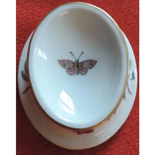 19th Century 19th Century German Berlin KPM Porcelain Butterflies & Birds Salt Cellar Decorated For Sale - Image 5 of 11