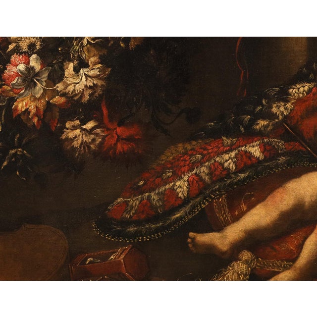 Baroque Circle of Antonio Tibaldi, Vanitas Still Life, 1700, Oil on Canvas For Sale - Image 3 of 16