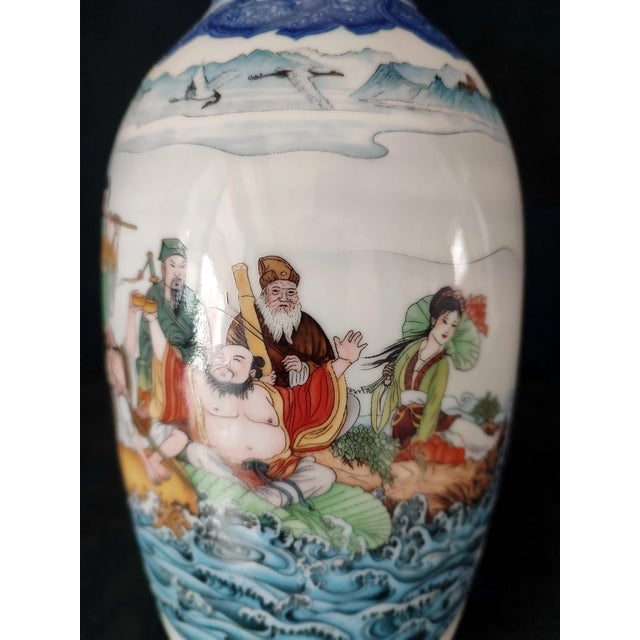 White Chinese Ceramic Vase,Famille Rose Porcelain Vase Hand Painted Figures Story Pattern For Sale - Image 8 of 11