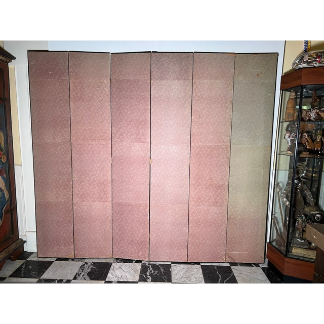 Large Neoclassical Pompeian Style Six Panel Folding Screen With Trompe L’Oeil Interior Scene For Sale - Image 10 of 12