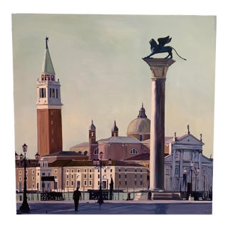 1990s Realist Architectural Painting of St. Mark's Square For Sale
