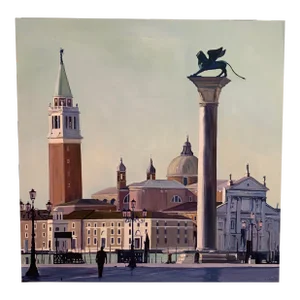 1990s Realist Architectural Painting of St. Mark's Square