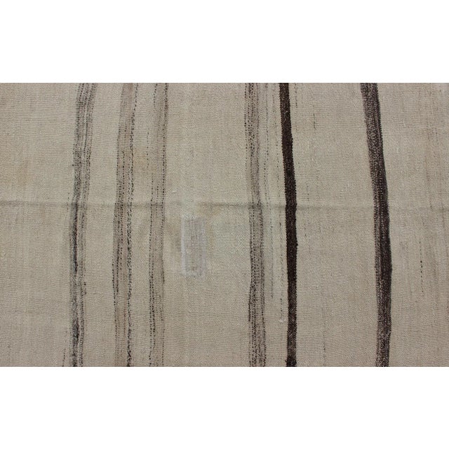 Minimalist Cream Colored Vintage Turkish Kilim Rug of Two Joined Panels 7'8 X 11'10 For Sale - Image 9 of 12