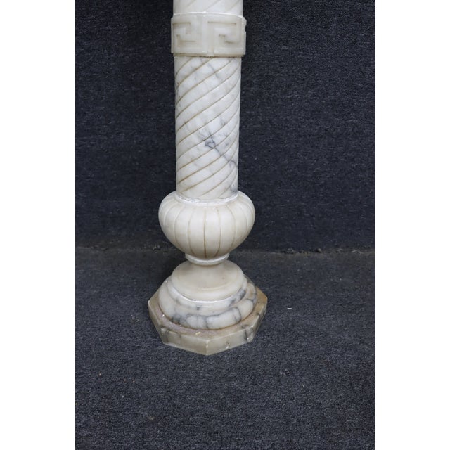 Mid 20th Century Italian Carved White Marble Pedestal Stand With Swivel Top For Sale - Image 5 of 9