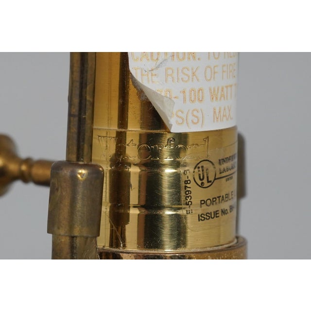 Brass Waterford Pair of Crystal & Brass Urn Table Lamps For Sale - Image 8 of 9
