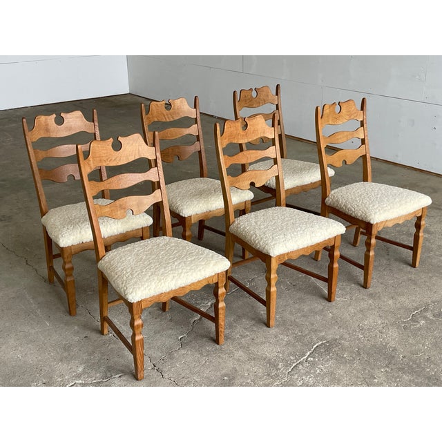 Mid-Century Danish Razorblade Dining Chairs in Oak by Henning Kjærnulf for E.G. Møbler, 1960s, Set of 6 For Sale - Image 10 of 10