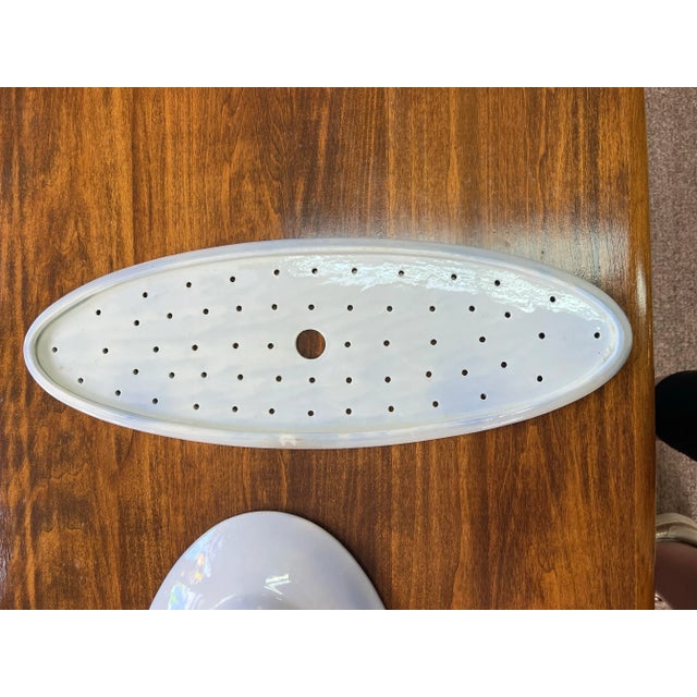 Mid 19th Century David Johnston Versailles France Mid 19th Century Flow Blue Morning Glory Fish Platter With Insert For Sale - Image 5 of 12