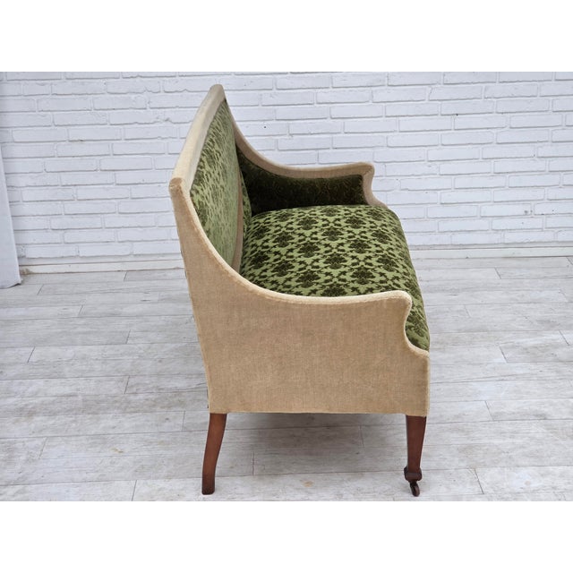 Danish Ash Wood Two-Seater Sofa with Velour Upholstery, 1930s For Sale - Image 15 of 18