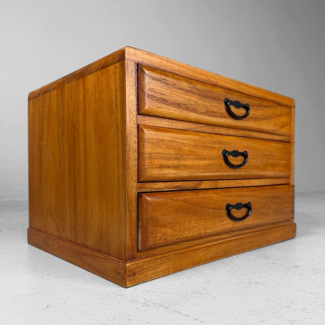 Wood Vintage Japanese Wooden Desktop Chest with Drawers, 1970s-1980s For Sale - Image 7 of 10