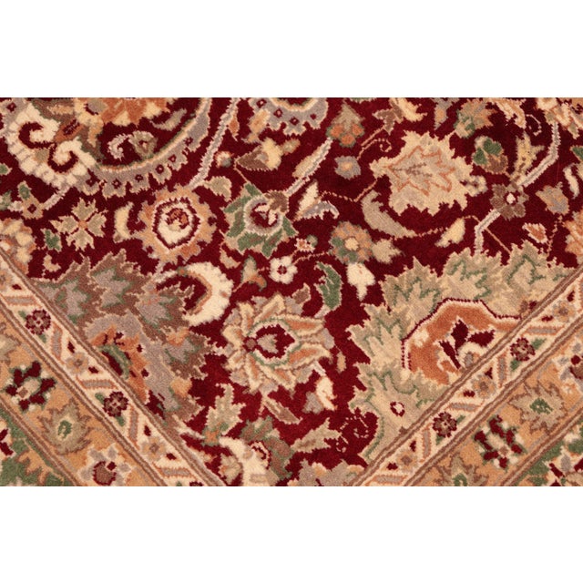 Shabby Chic Floral 1990's Pak-Persian Maroon/Green Wool Rug - 6'1'' X 9'0'' For Sale - Image 3 of 9