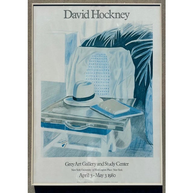 David Hockney Vintage 1980 Lithograph Print Framed Large Exhibition Poster " Still Life, Taj Hotel, Bombay " 1977 For Sale - Image 11 of 15
