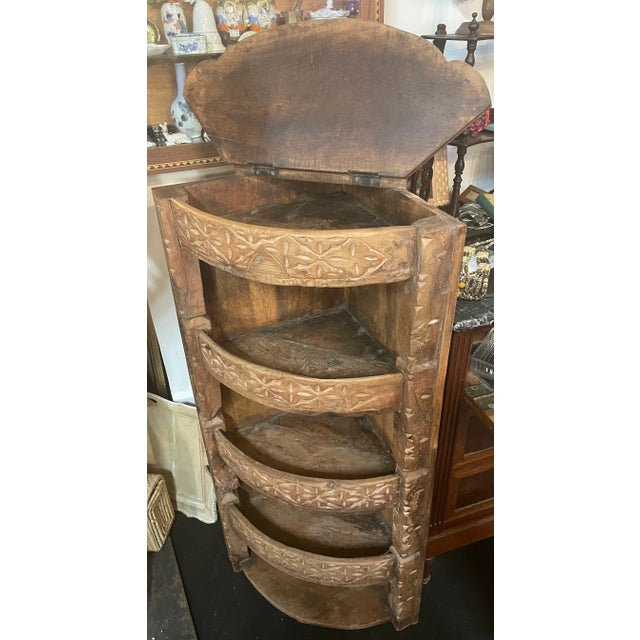 Brown Indian Corner Cabinet, 1950s For Sale - Image 8 of 9