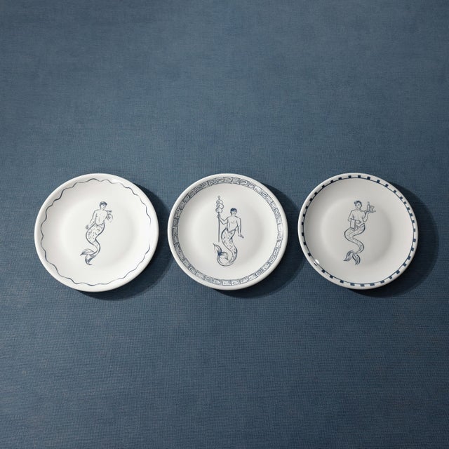 The Salty Merman Bar / Appetizer Plates- 3 Assorted Designs The Salty Bar Appetizer Plates bring a playful coastal touch...