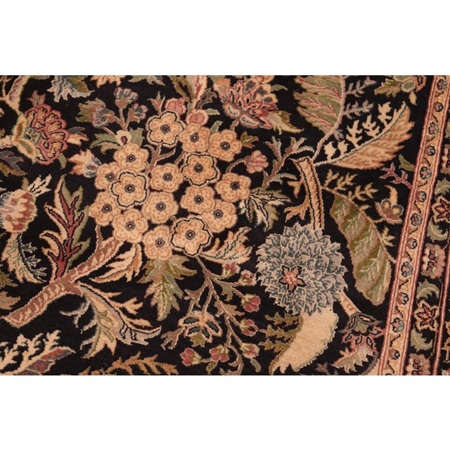 Art Nouveau 1990's Pak-Persian Black/Green Wool Rug - 5'11'' X 9'1'' For Sale - Image 4 of 9