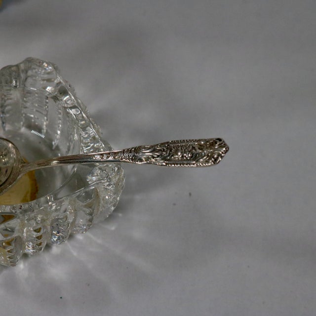 Westmorland 1940's Westmorland Salt Dips and Sterling Silver Salt Spoons Milburn Rose - Set of 3 For Sale - Image 4 of 10