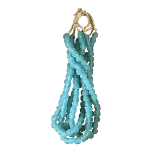 Vintage African Aqua Glass Trade Beads Strand 13" H