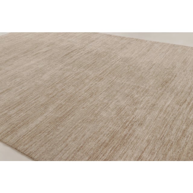 Rug & Kilim Contemporary Oversized Textural Linen Rug by Rug & Kilim, India, Sand Brown For Sale - Image 4 of 9