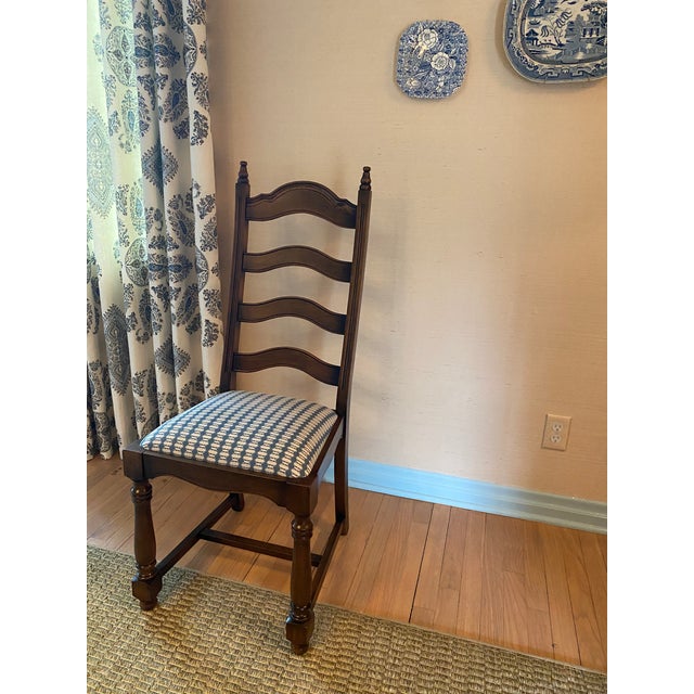 Vintage Ladder Back Wood Dining Chairs With Lee Jofa ...