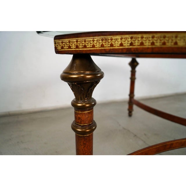 1970’s Hollywood Regency Maitland & Smith Leather & Brass Coffee Table For Sale - Image 9 of 12