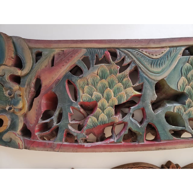 Late Qing Double-Sided Chinese Carved Architectural Beam - Solid Cypress (31"x12") For Sale - Image 11 of 18