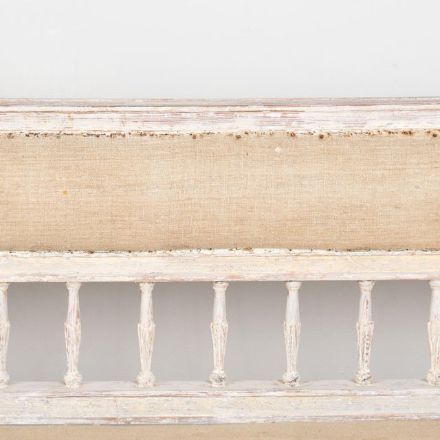 Wood Early 19th Century Swedish Gustavian White Painted Long Bench For Sale - Image 7 of 15