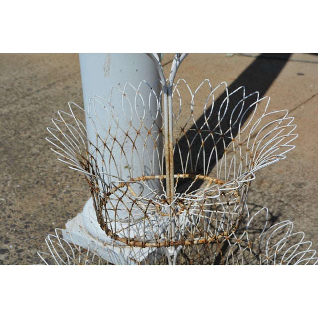 Vintage French Style White Wire / Metal 3 Tier Oval Planter or Display Rack For Sale - Image 12 of 13